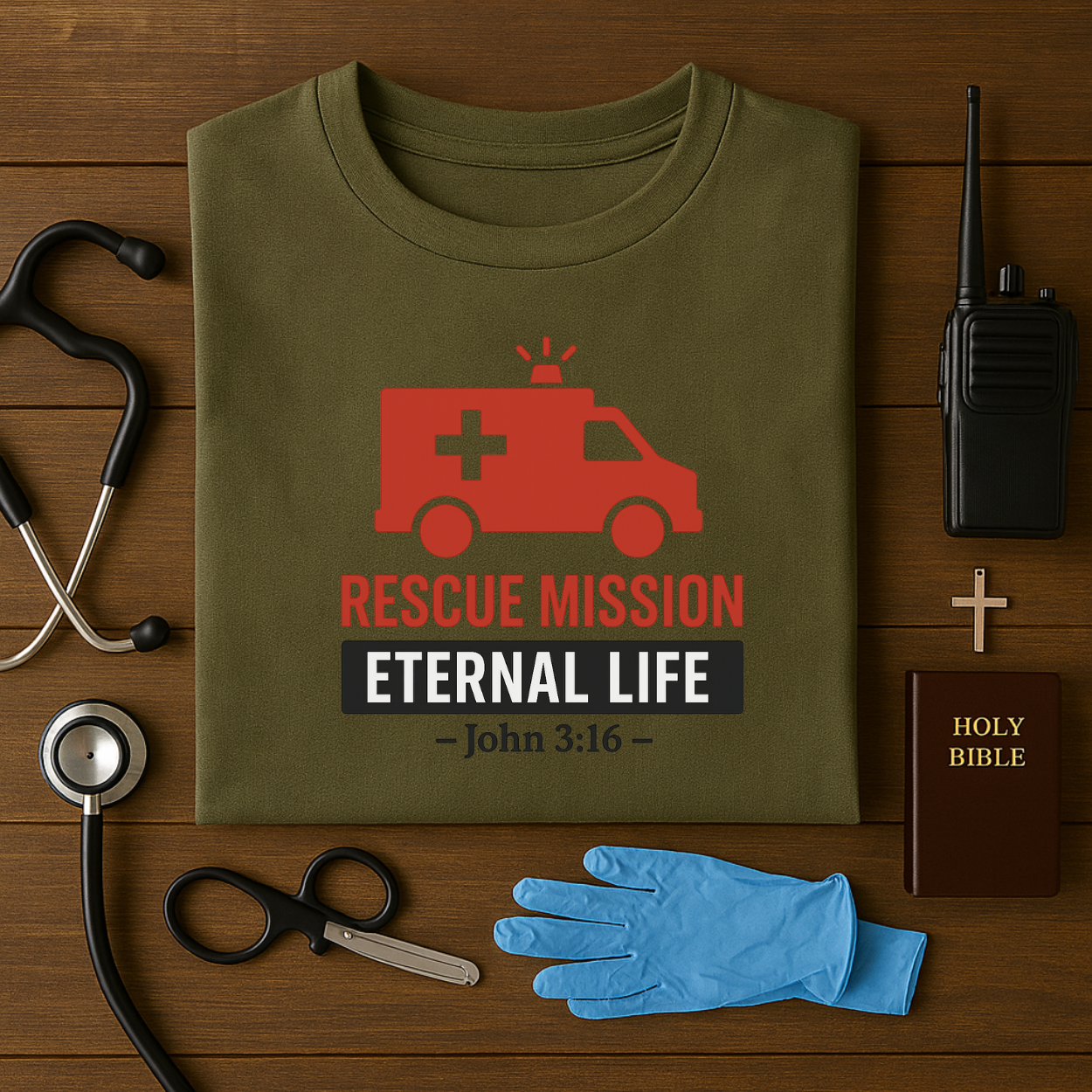 Rescue Mission: Eternal Life – Christian EMT Tee