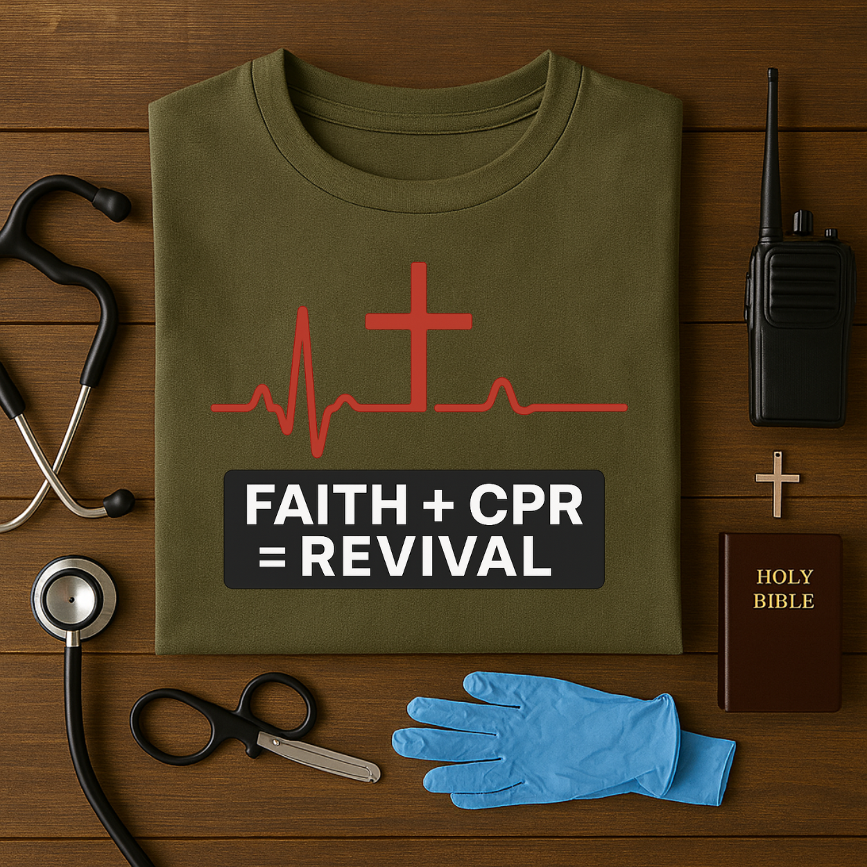Faith + CPR = Revival – Christian First Responder Tee