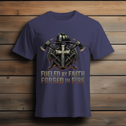 Faith-Inspired Firefighter T-Shirt, Unisex Graphic Tee, Motivational Shirt, Firefighter Gift, Faith Apparel, Heat of Duty