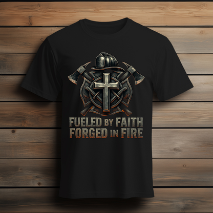 Faith-Inspired Firefighter T-Shirt, Unisex Graphic Tee, Motivational Shirt, Firefighter Gift, Faith Apparel, Heat of Duty