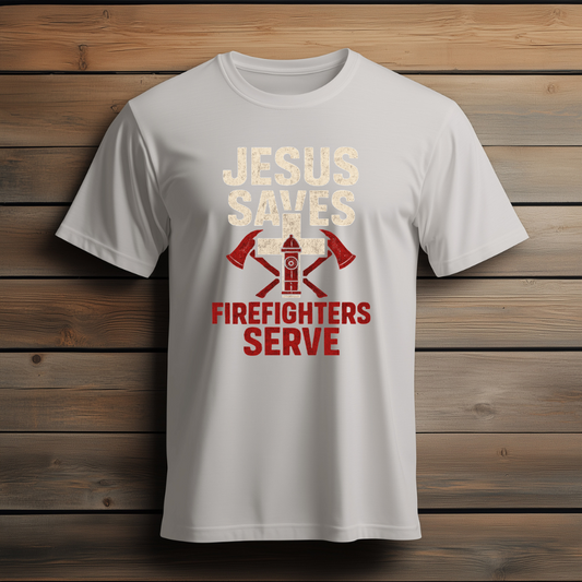 🔥 Jesus Saves, Firefighters Serve T-Shirt 🔥