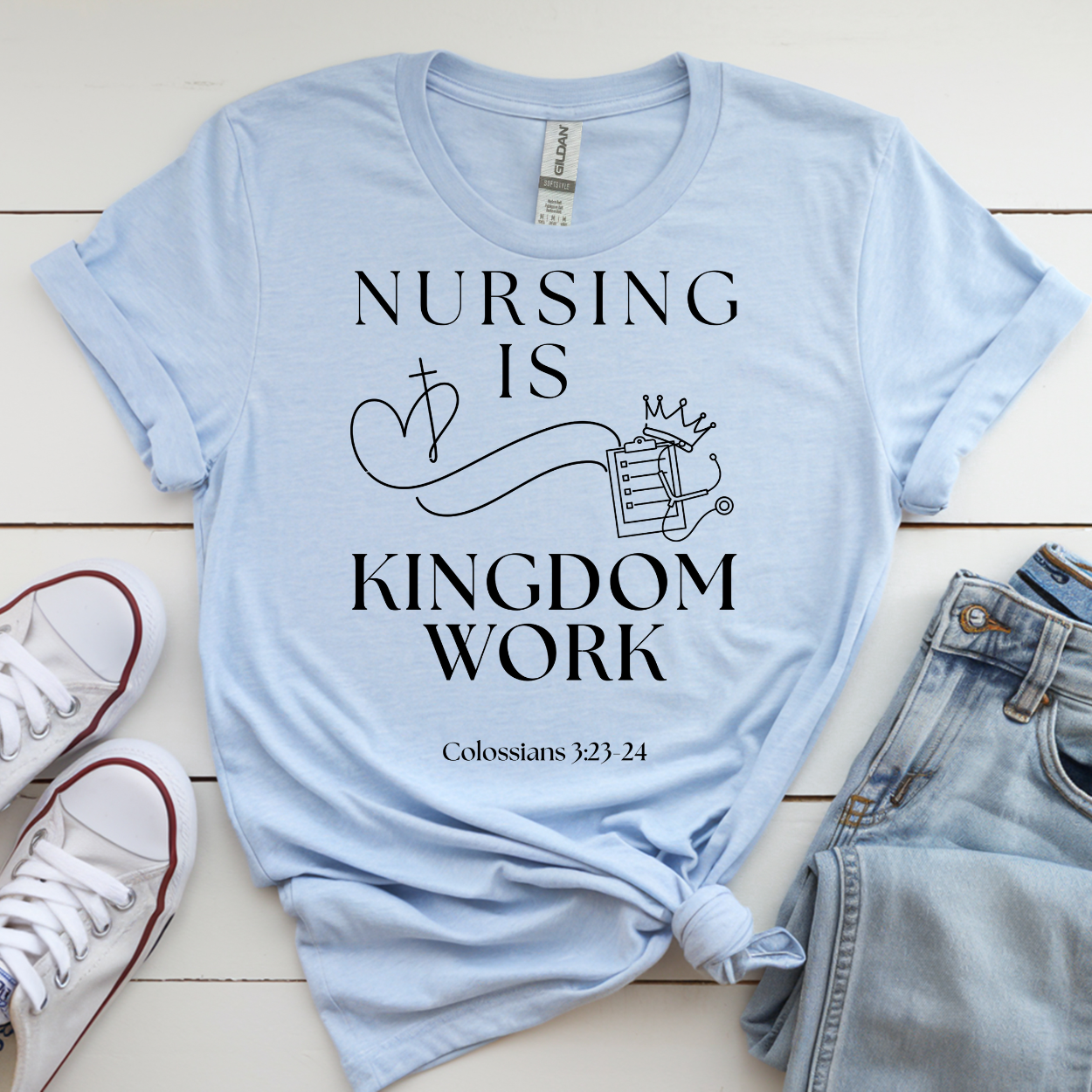 “Nursing is Kingdom Work” Christian Nurse Tee
