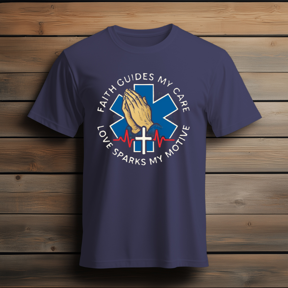 “Faith Guides My Care, Love Sparks My Motive” T-Shirt