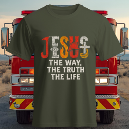 🔥 Jesus – The Way, The Truth, The Life | Firefighter Faith Tee