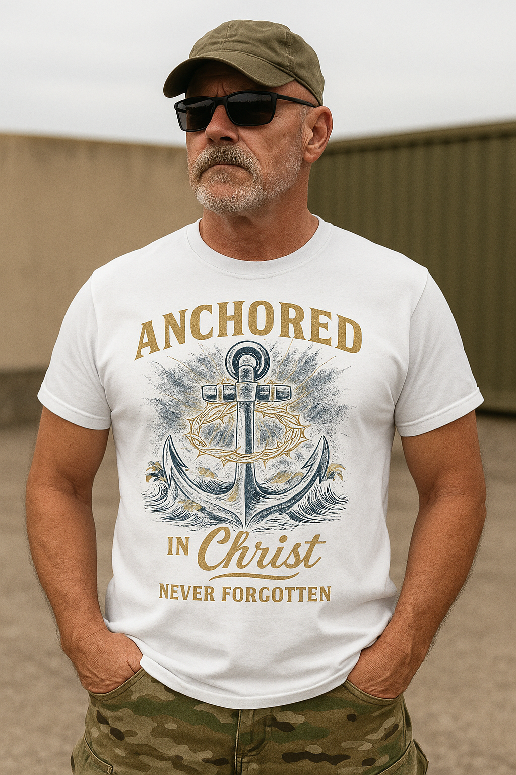 Anchored in Christ  Navy Veteran T-Shirt