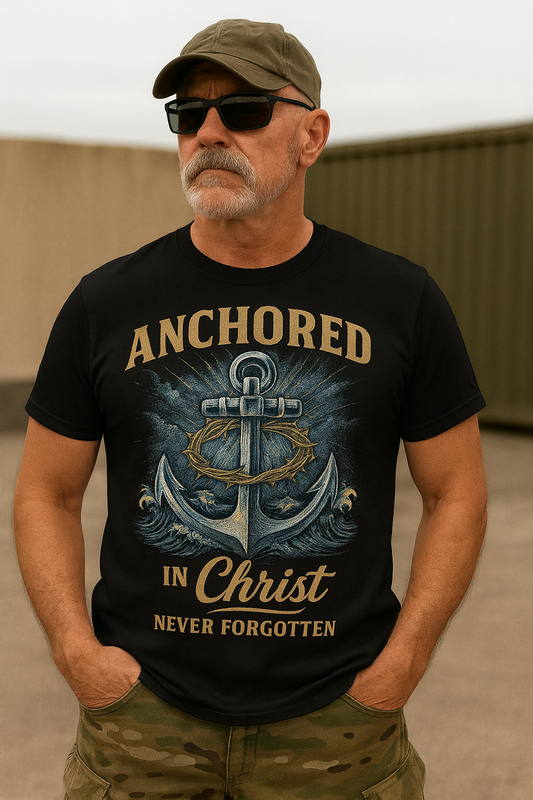 Anchored in Christ  Navy Veteran T-Shirt