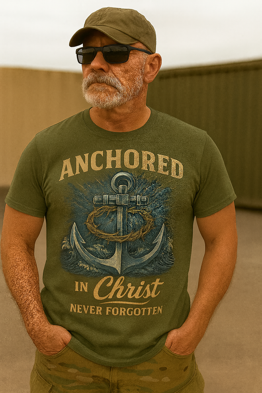 Anchored in Christ  Navy Veteran T-Shirt