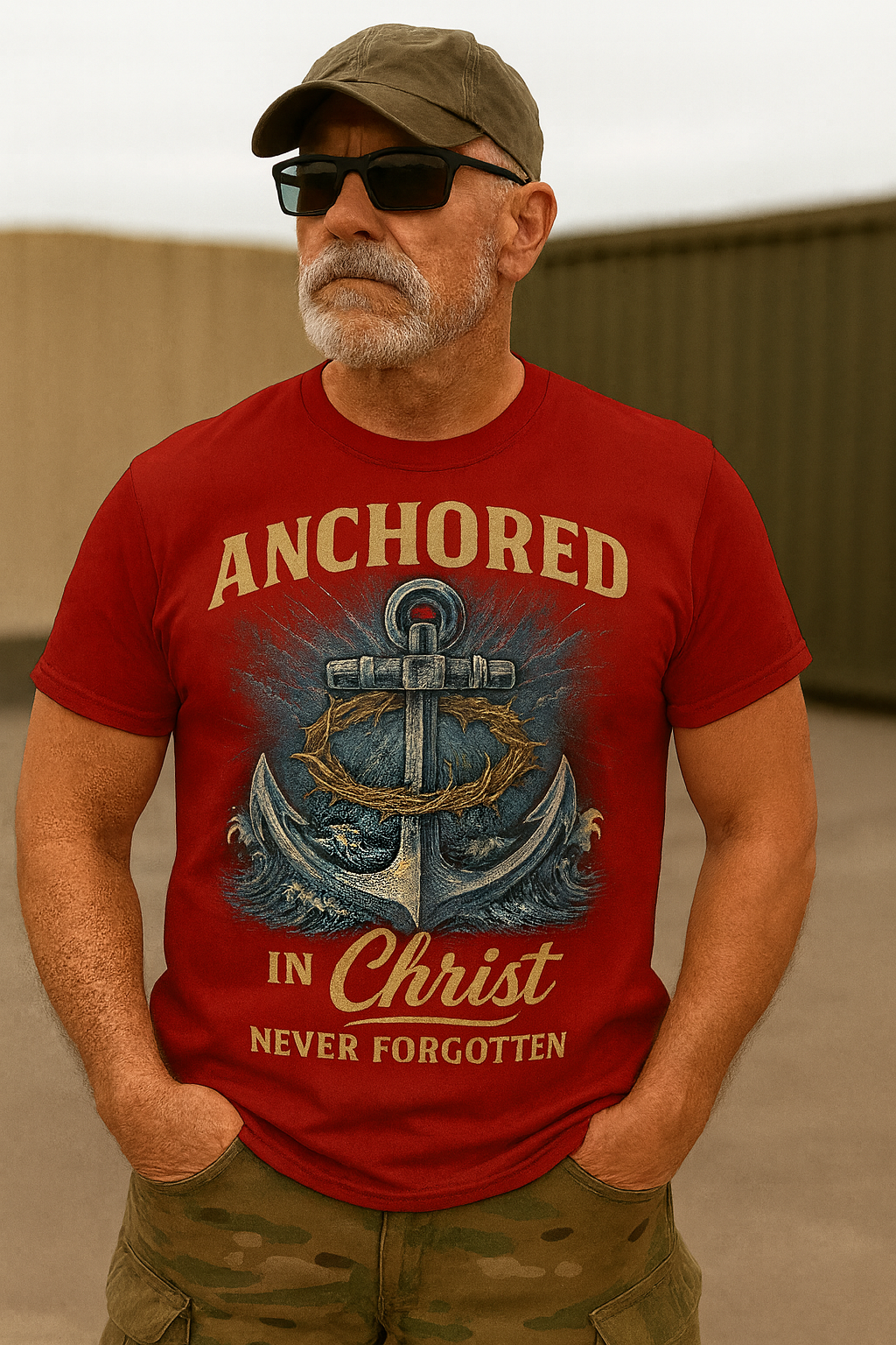 Anchored in Christ  Navy Veteran T-Shirt