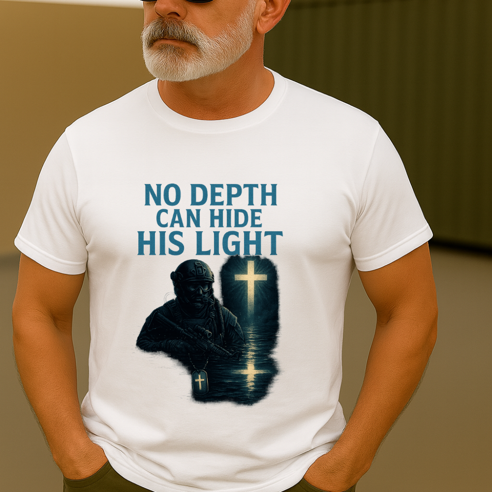 “No Depth Can Hide His Light” Navy SEAL Faith Tee ⚓✝️