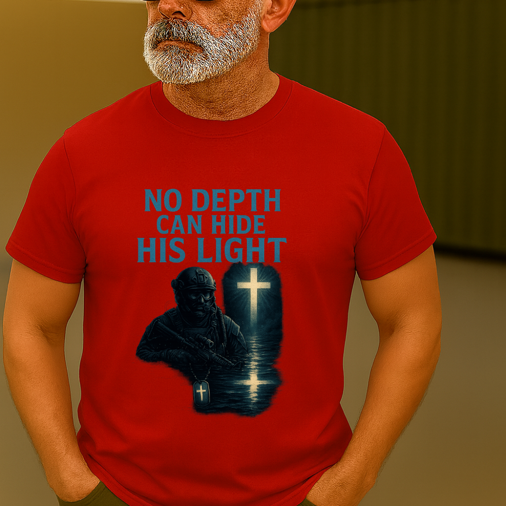 “No Depth Can Hide His Light” Navy SEAL Faith Tee ⚓✝️