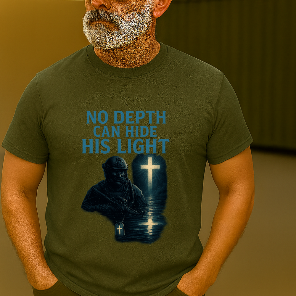 “No Depth Can Hide His Light” Navy SEAL Faith Tee ⚓✝️