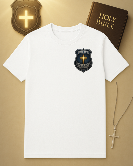 “Take Up the Shield of Faith” Police Officer T-Shirt – Ephesians 6:16