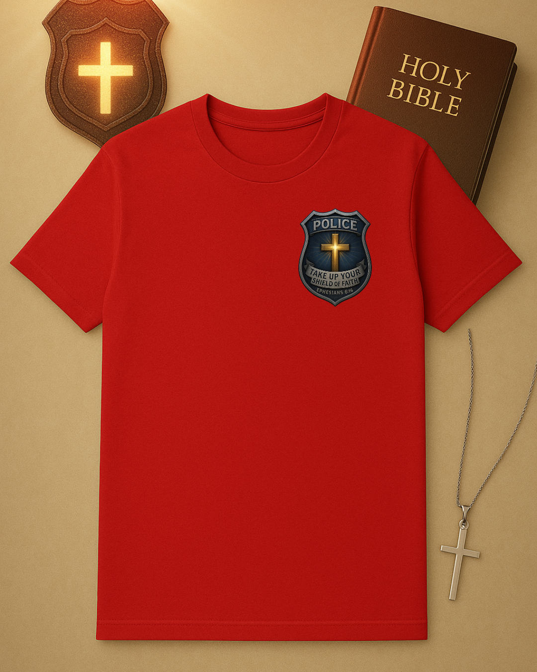 “Take Up the Shield of Faith” Police Officer T-Shirt – Ephesians 6:16