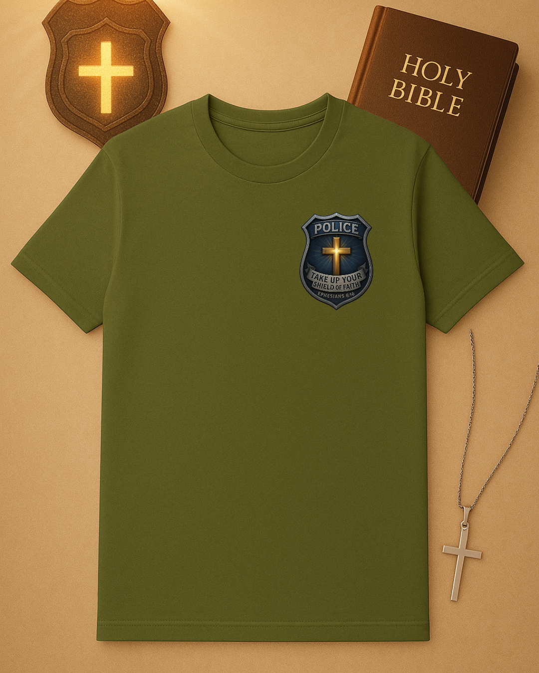 “Take Up the Shield of Faith” Police Officer T-Shirt – Ephesians 6:16