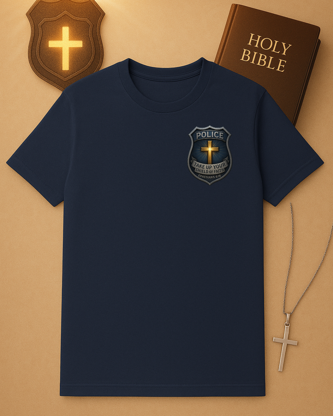 “Take Up the Shield of Faith” Police Officer T-Shirt – Ephesians 6:16