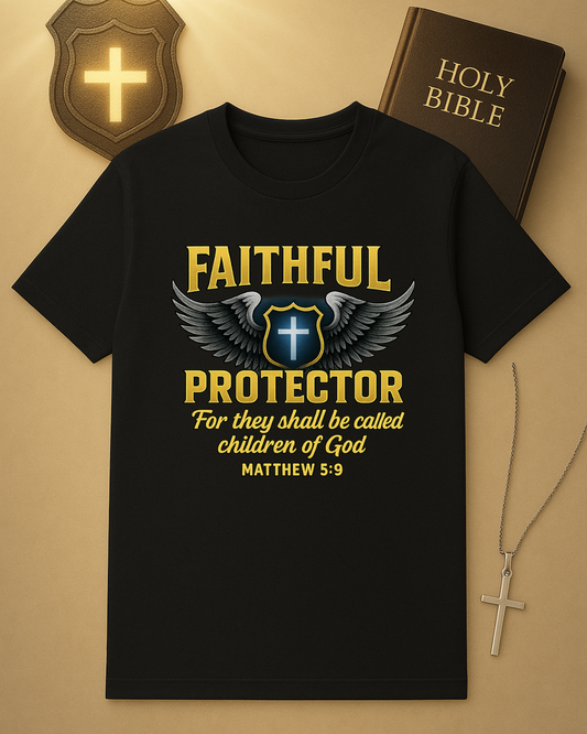 🚔 Faithful Protector – Matthew 5:9 T-Shirt ✝️