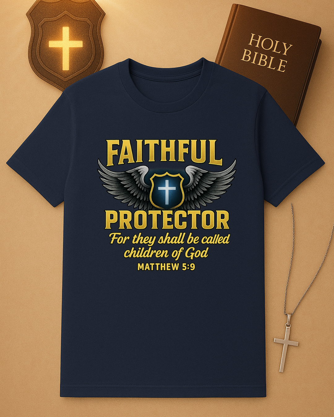 🚔 Faithful Protector – Matthew 5:9 T-Shirt ✝️