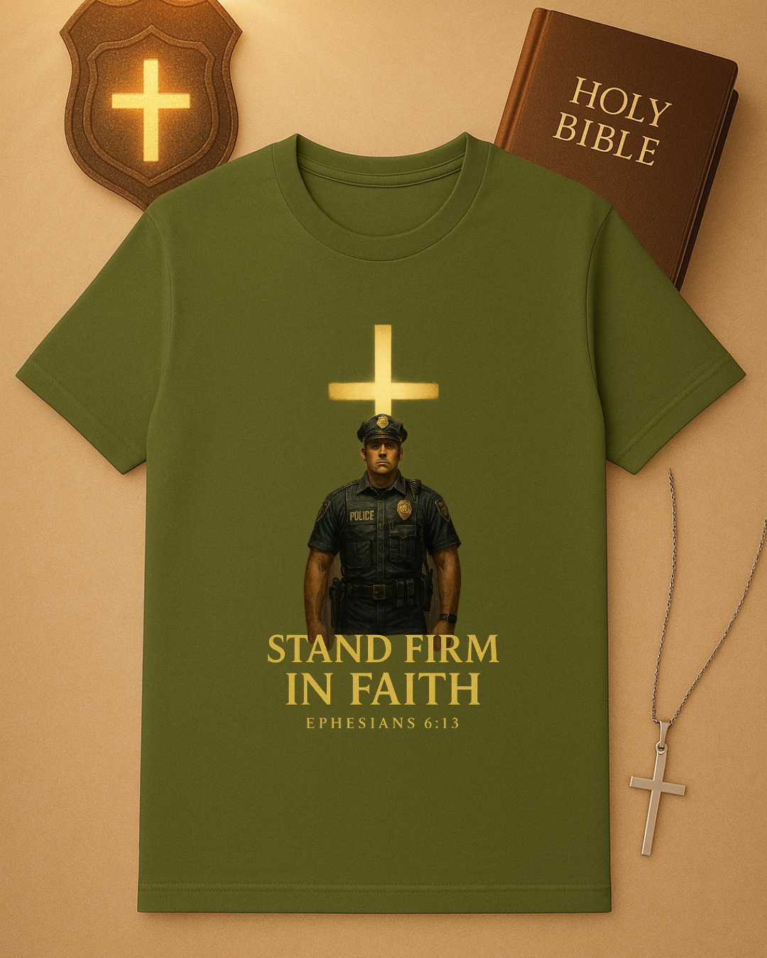 🚔 Stand Firm in Faith – Ephesians 6:13 Police Officer T-Shirt ✝️