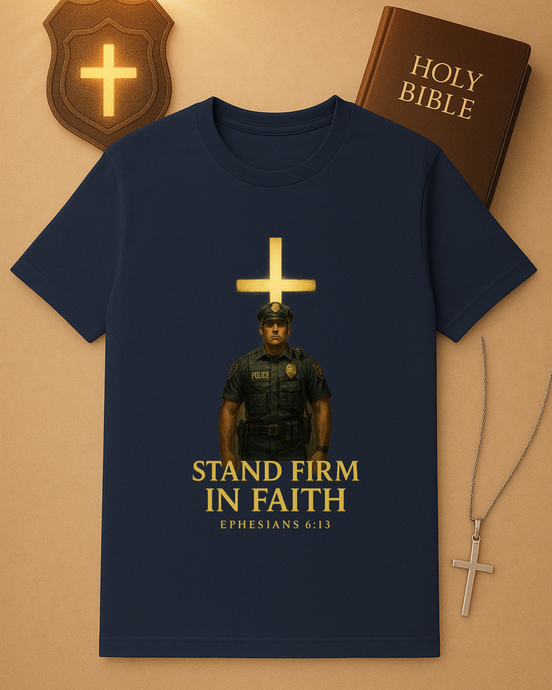 🚔 Stand Firm in Faith – Ephesians 6:13 Police Officer T-Shirt ✝️