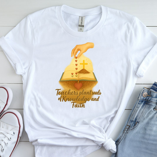 Inspirational Teacher Tee - Knowledge and Faith Design