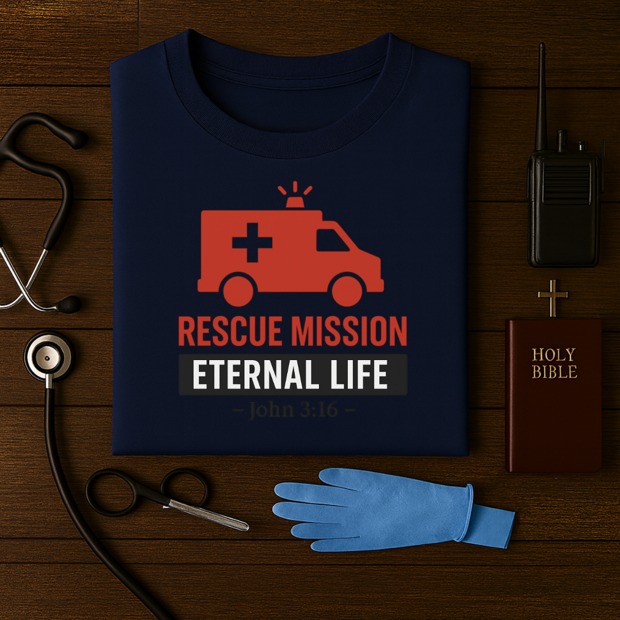 Rescue Mission: Eternal Life – Christian EMT Tee