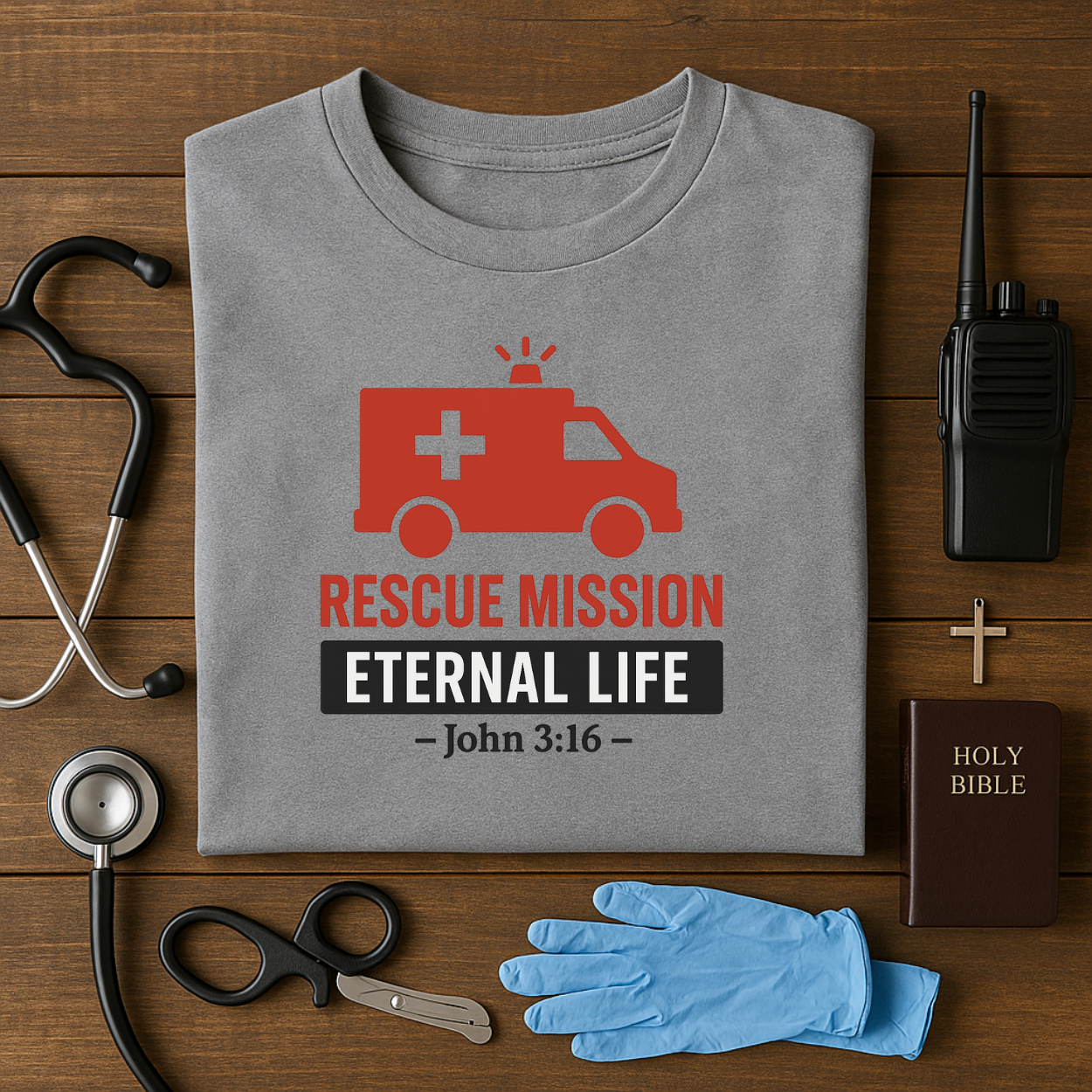 Rescue Mission: Eternal Life – Christian EMT Tee