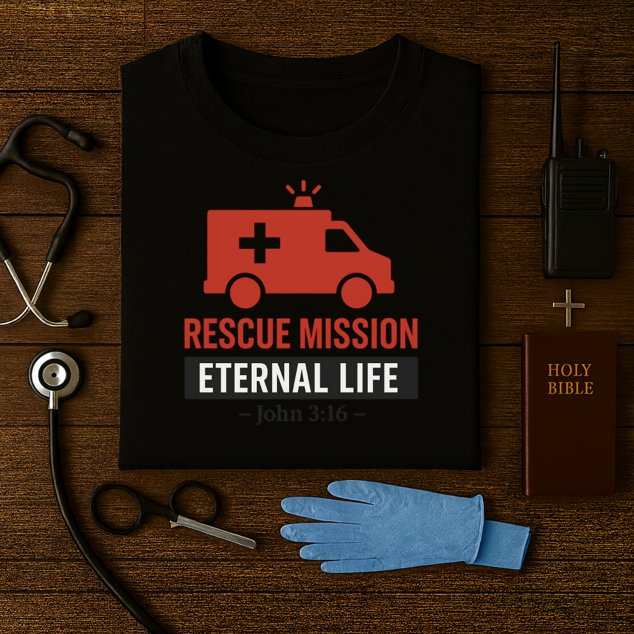 Rescue Mission: Eternal Life – Christian EMT Tee