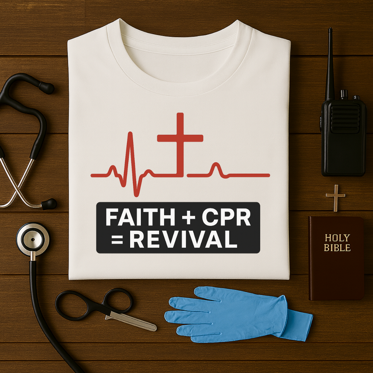 Faith + CPR = Revival – Christian First Responder Tee