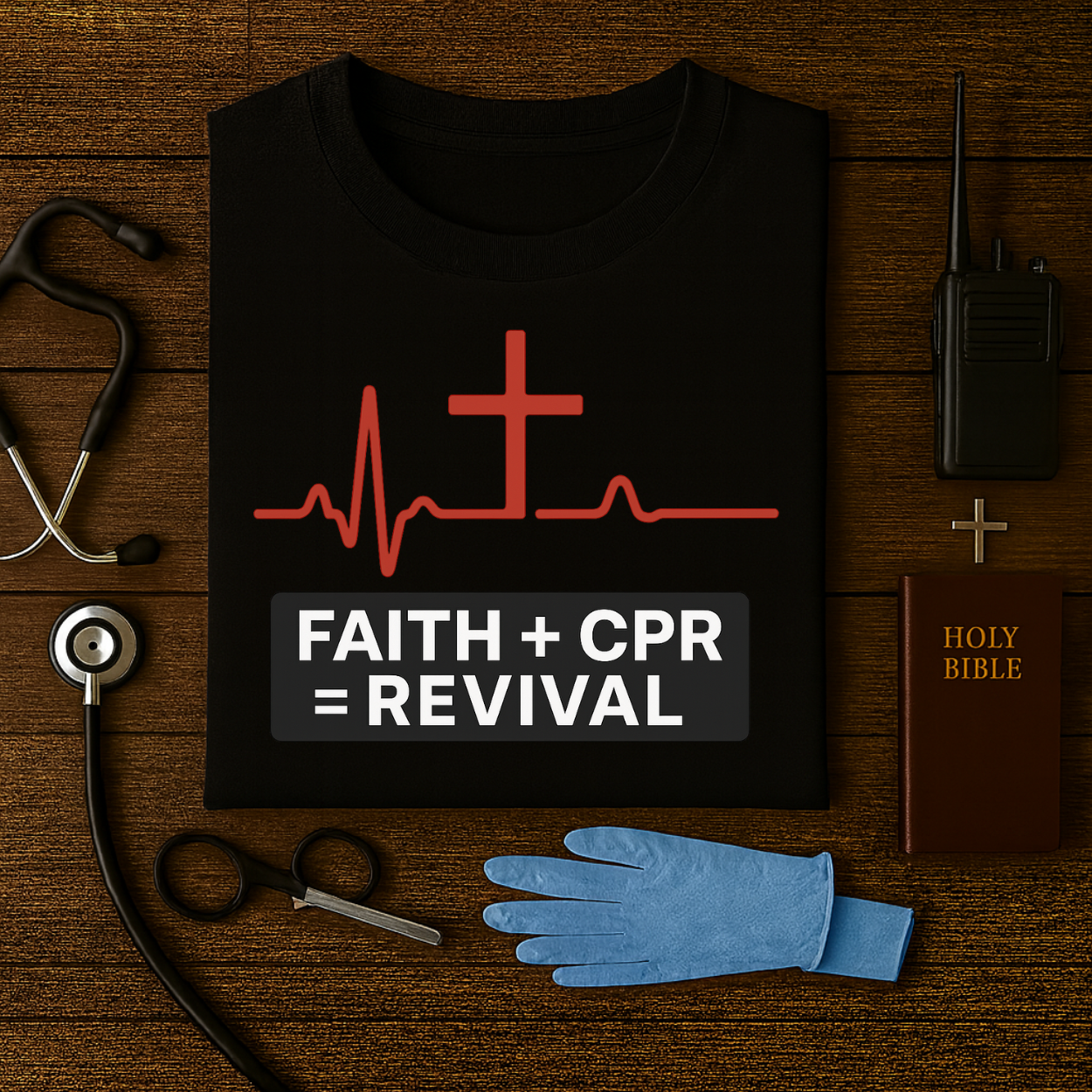 Faith + CPR = Revival – Christian First Responder Tee