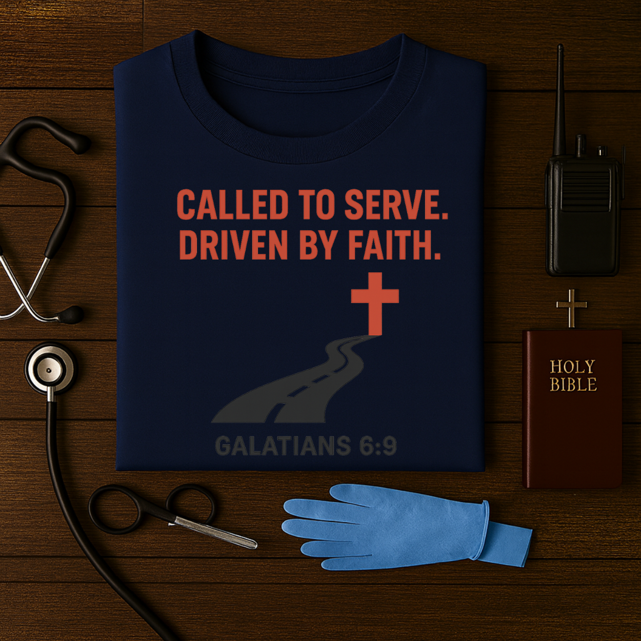 Called to Serve · Driven by Faith – Christian EMS Tee