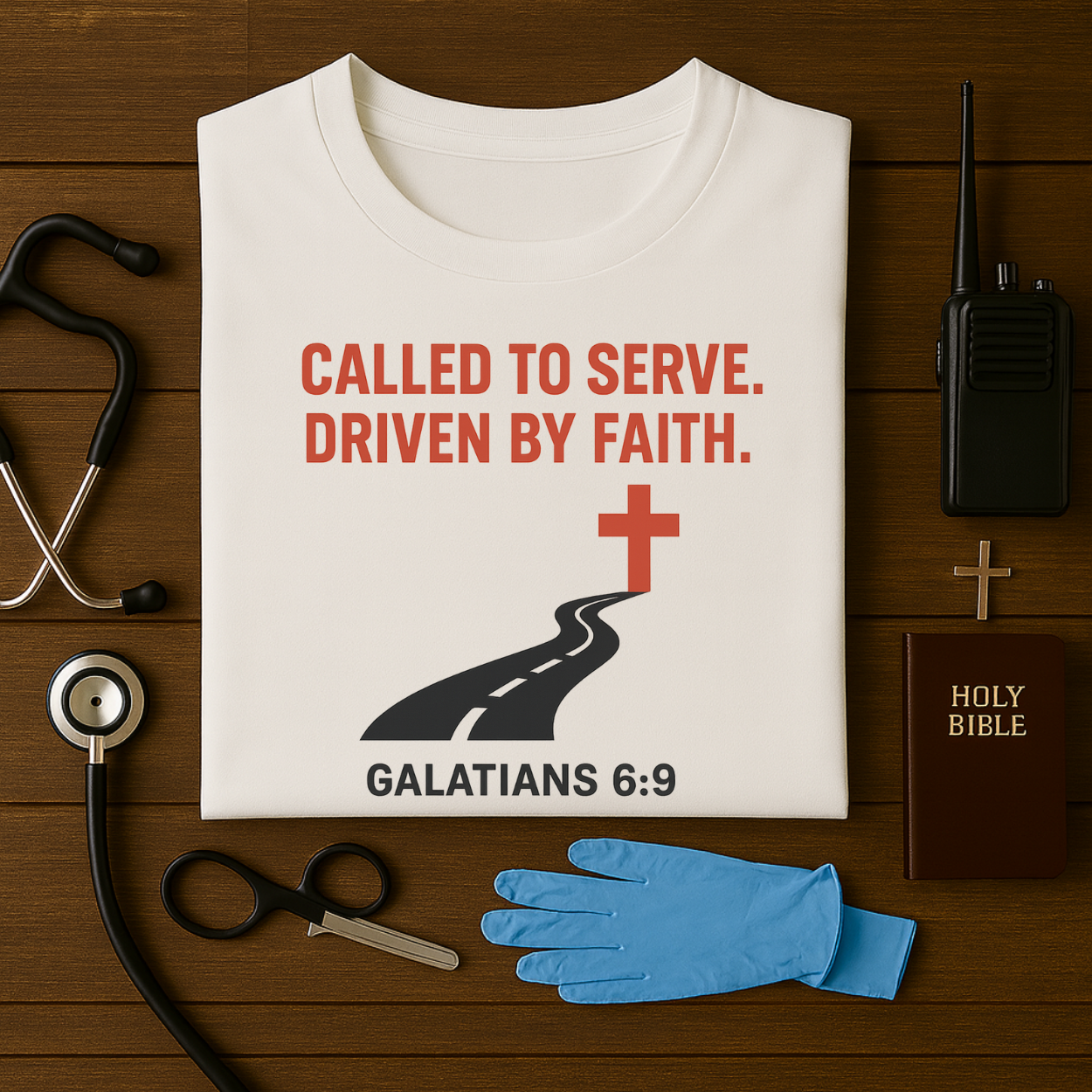 Called to Serve · Driven by Faith – Christian EMS Tee