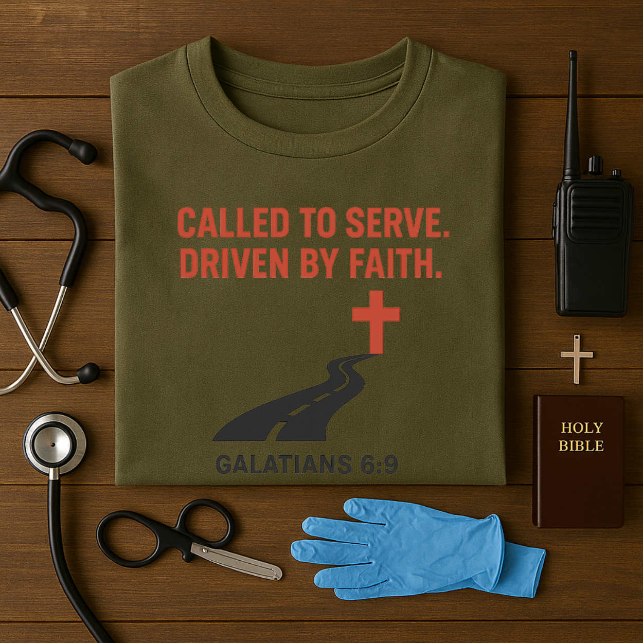 Called to Serve · Driven by Faith – Christian EMS Tee