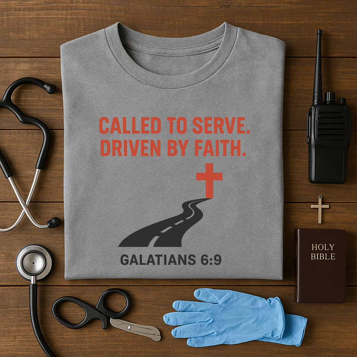 Called to Serve · Driven by Faith – Christian EMS Tee